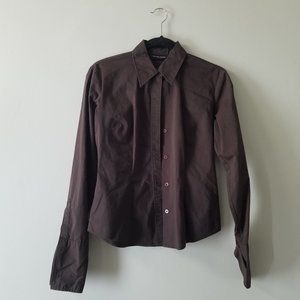 New York & Company Brown Button Up